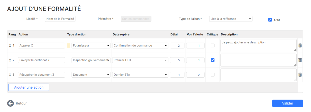 Paramétrage des formalités dans TRADE.EASY