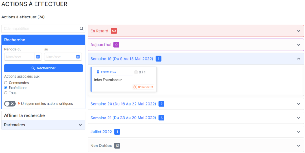 To Do List logistique dans TRADE.EASY