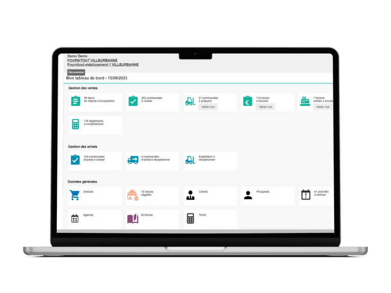 Tableau de bord ERP TRADE.EASY